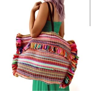 Oversized Boho Tassle MultiColor Weekender Travel Tote💛